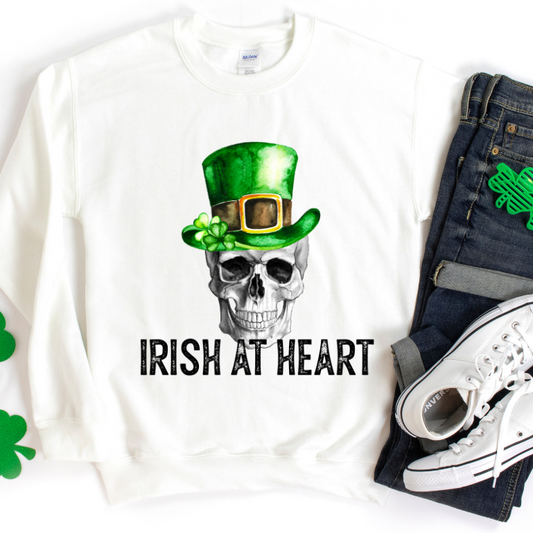 Irish At Heart Skull Saint Patrick's Day Sweatshirts