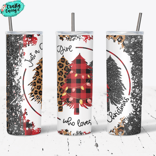 Crafty Casey's Christmas Tumblers 20 fl oz. / Multi / Skinny Just A Girl Who Loves Christmas Buffalo Plaid Christmas Tree Double Insulated Hot & Cold Drink Tumbler