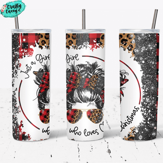 Crafty Casey's Christmas Tumblers 20 fl oz. / Multi / Skinny Just A Girl Who Loves Christmas Mom Skull Leopard Plaid-Christmas Tree Double Insulated Hot & Cold Drink Tumbler