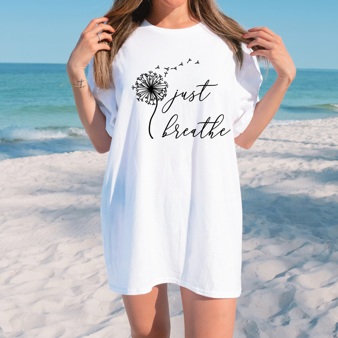 Just Breathe Inspirational Graphic Shirt inspirational motivational spiritual graphic shirt by Crafty Casey’s