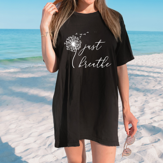 Just Breathe Inspirational Graphic Shirt inspirational motivational spiritual graphic shirt by Crafty Casey’s