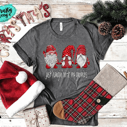 Crafty Casey's Christmas Unisex Tee S / Deep Heather / Short Sleeve Just Hangin' With My Gnomies-Santa Red Christmas Gnomes Unisex Family -T-shirt