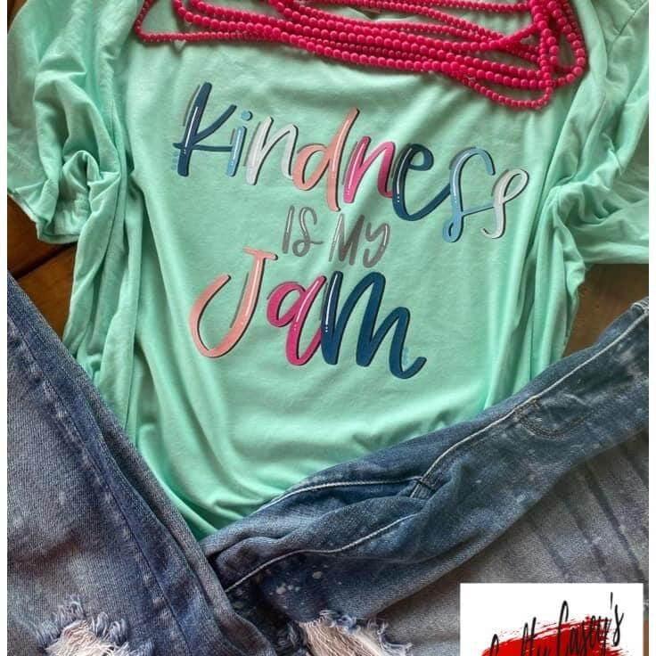 Crafty Casey's Apparel>Woman's>Activewear>Unisex>T-Shirts S / Sea Green / Short Sleeve Kindness Is My Jam - Retro-  Unisex T-shirts