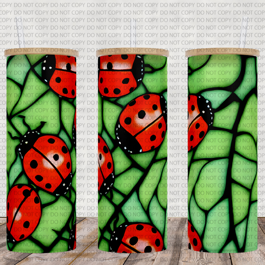 Lady Bug Stain Glass Tumbler