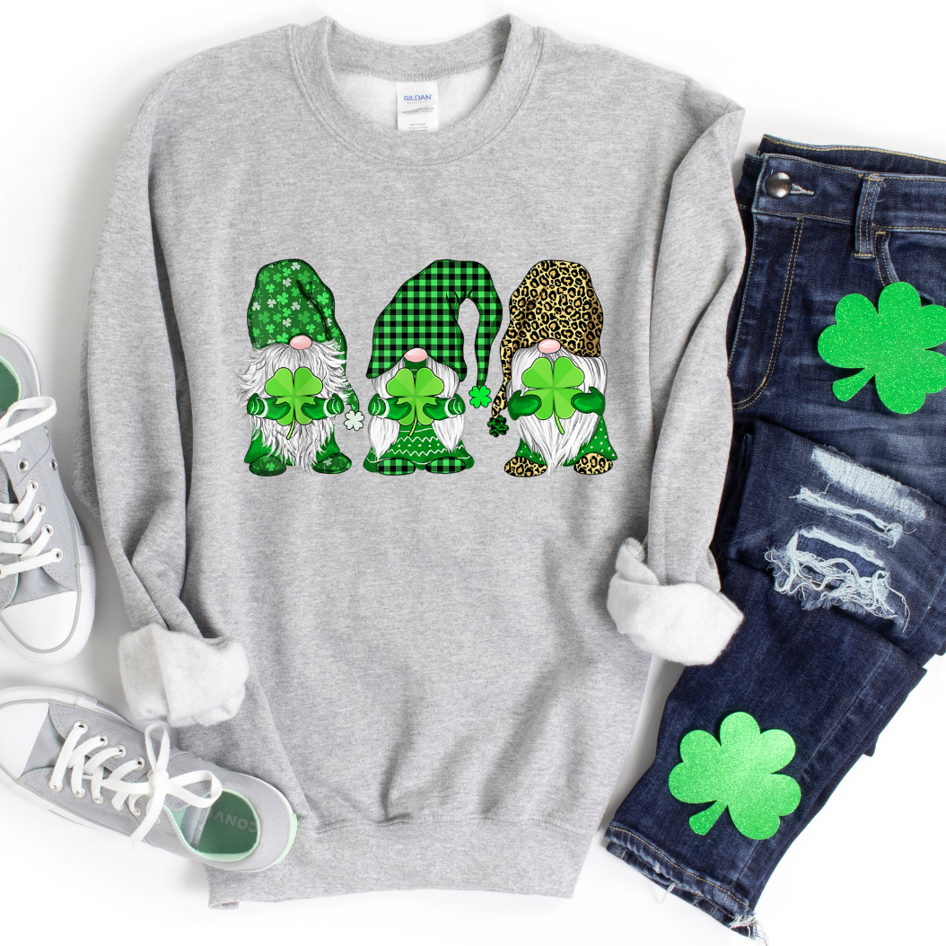 Leopard Cheetah Green Gnomes- Saint Patrick's Sweatshirts