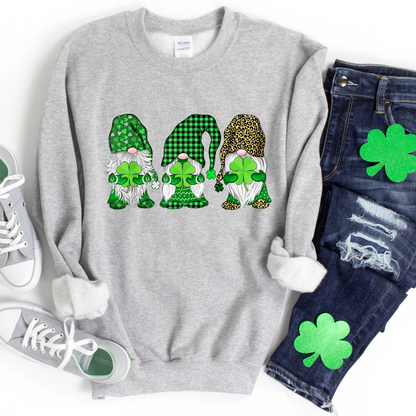 Leopard Cheetah Green Gnomes- Saint Patrick's Sweatshirts