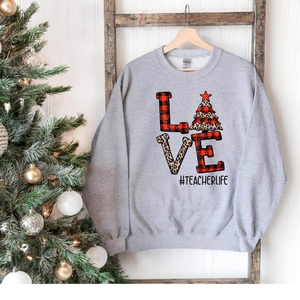 Leopard Plaid Love Christmas Tree -Sweatshirt