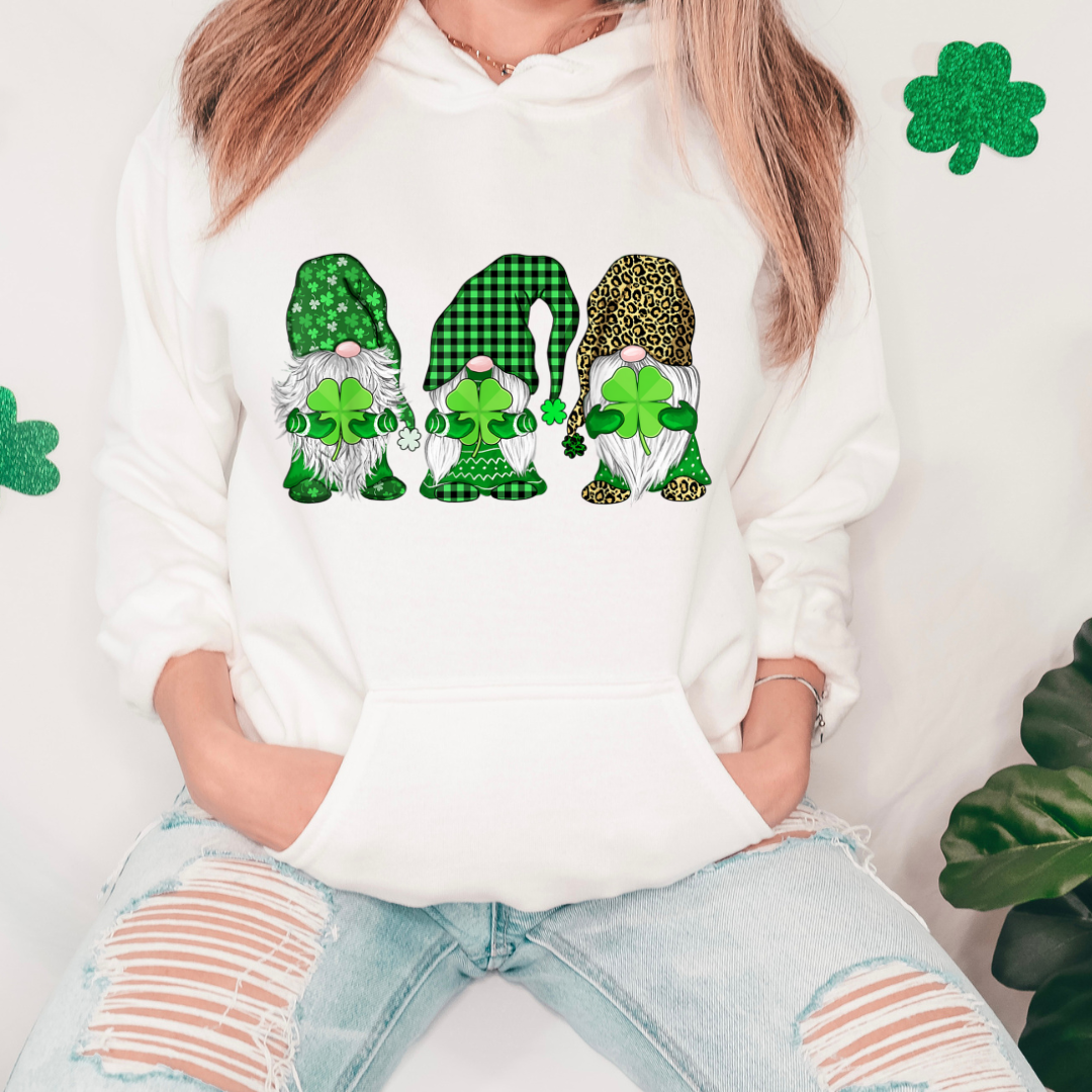 Leopard Plaid Shamrock Green Gnomes St. Pats.-Hoodie