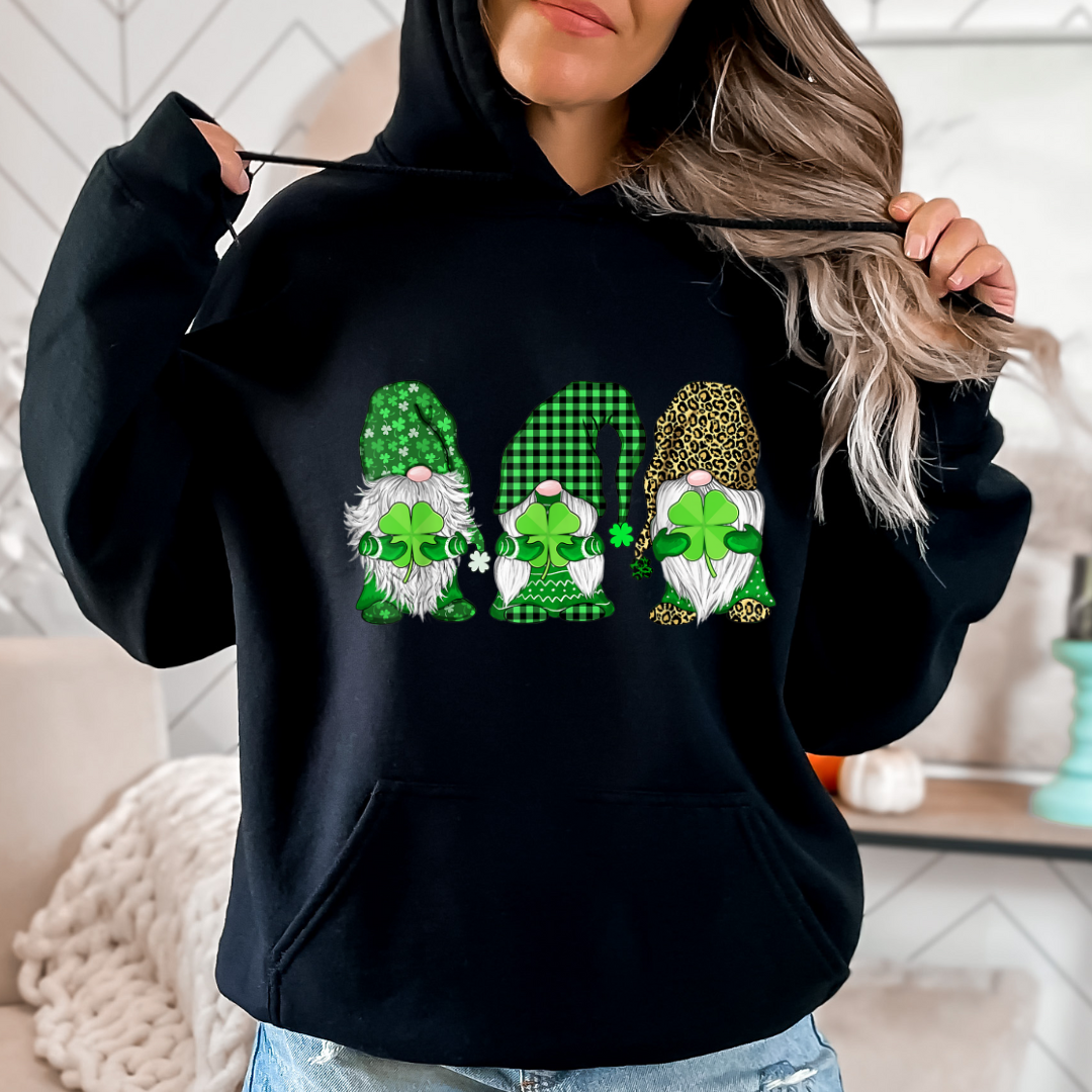 Leopard Plaid Shamrock Green Gnomes St. Pats.-Hoodie