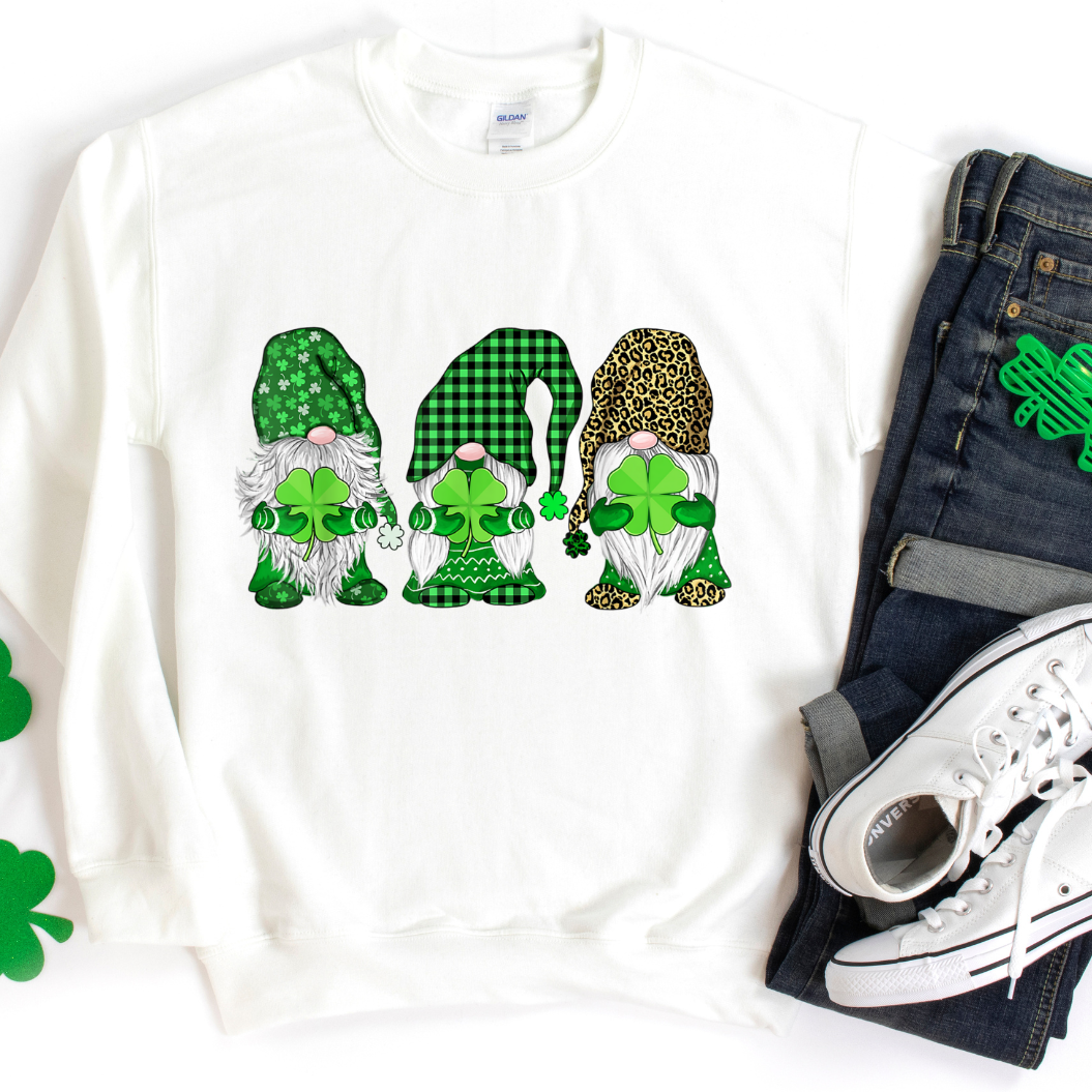 Leopard Plaid Shamrock Green Gnomes St. Pats.. Sweatshirts