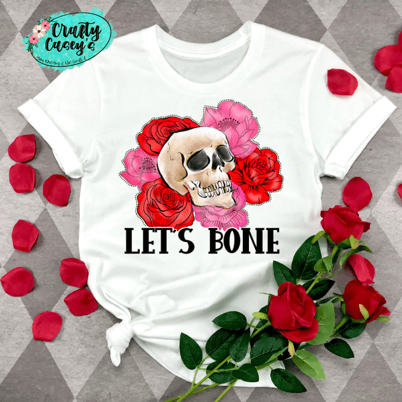 Let's Bone Valentine's Skull Funny Tee