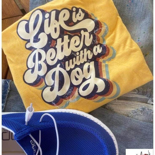 Life Is Better With A Dog Retro Style- Unisex T-shirts