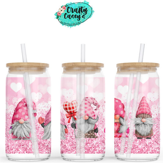 Lolipop Love Gnomes Valentine Beer Can Glasses