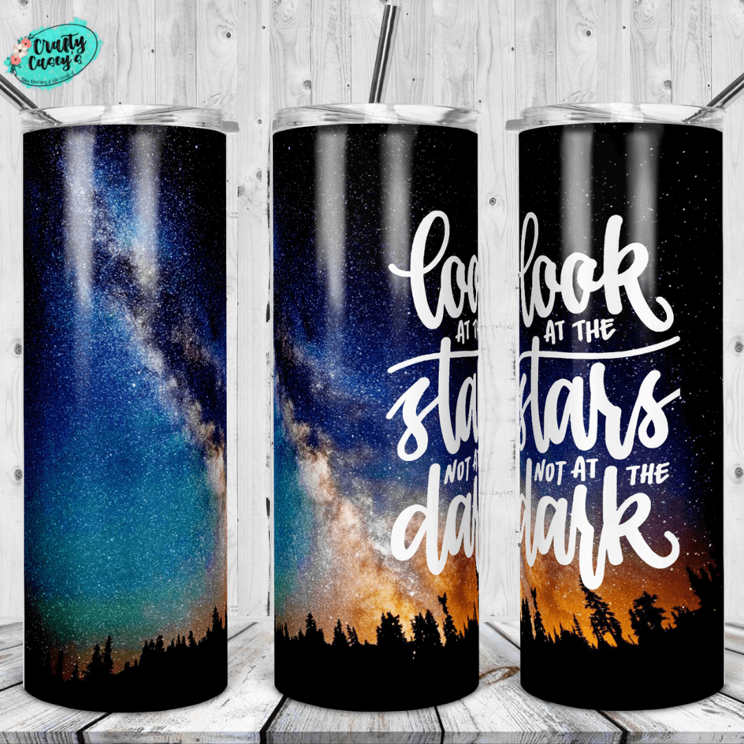 Crafty Casey's Home & Garden > Kitchen & Dining > Tableware > Drinkware > Tumblers 20 fl oz. / Blue / Skinny Look Back at The Stars Not At The Dark- Stainless Steel Tumbler