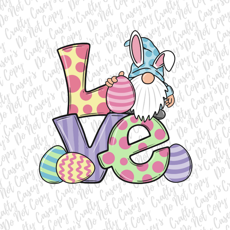 Love Gnome Easter Bunny-Sublimation Transfers Crafty Casey's