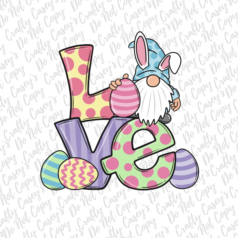 Love Gnome Easter Bunny-Sublimation Transfers