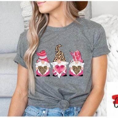 Love Gnome Hearts Leopard Print T-shirt