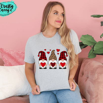 Love Heart Leopard Gnomes Valentines Day Tee