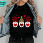Love Heart Leopard Gnomes Valentines Day Tee