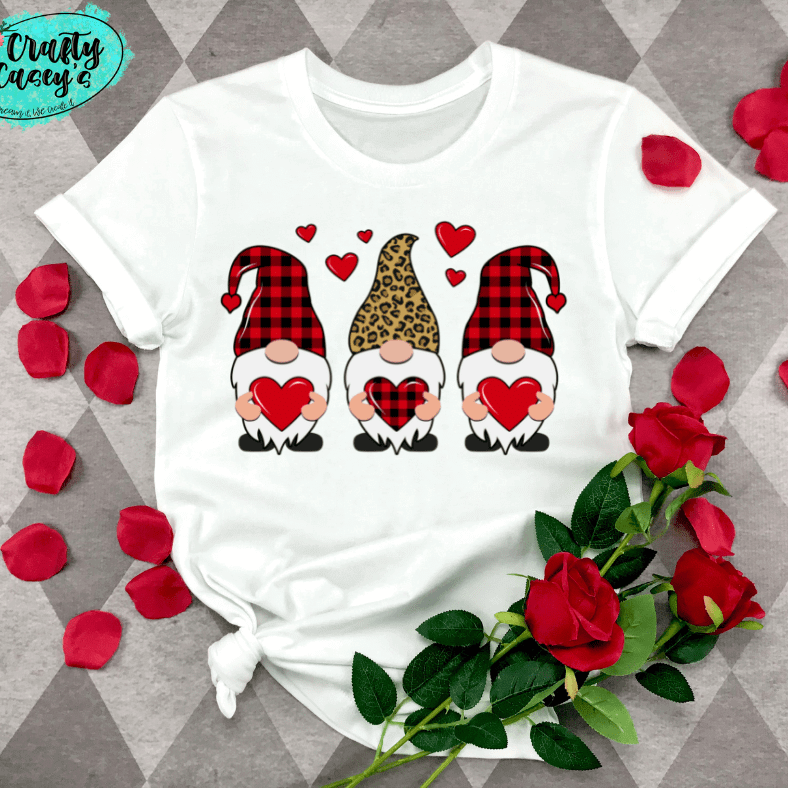 Love Heart Leopard Gnomes Valentines Day Tee