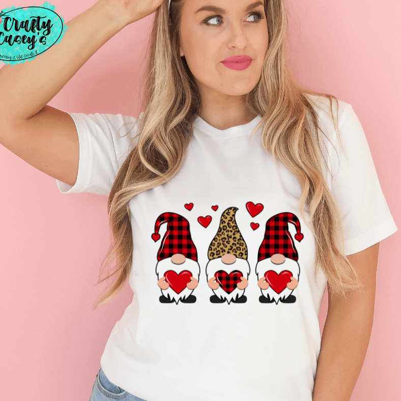 Love Heart Leopard Gnomes Valentines Day Tee