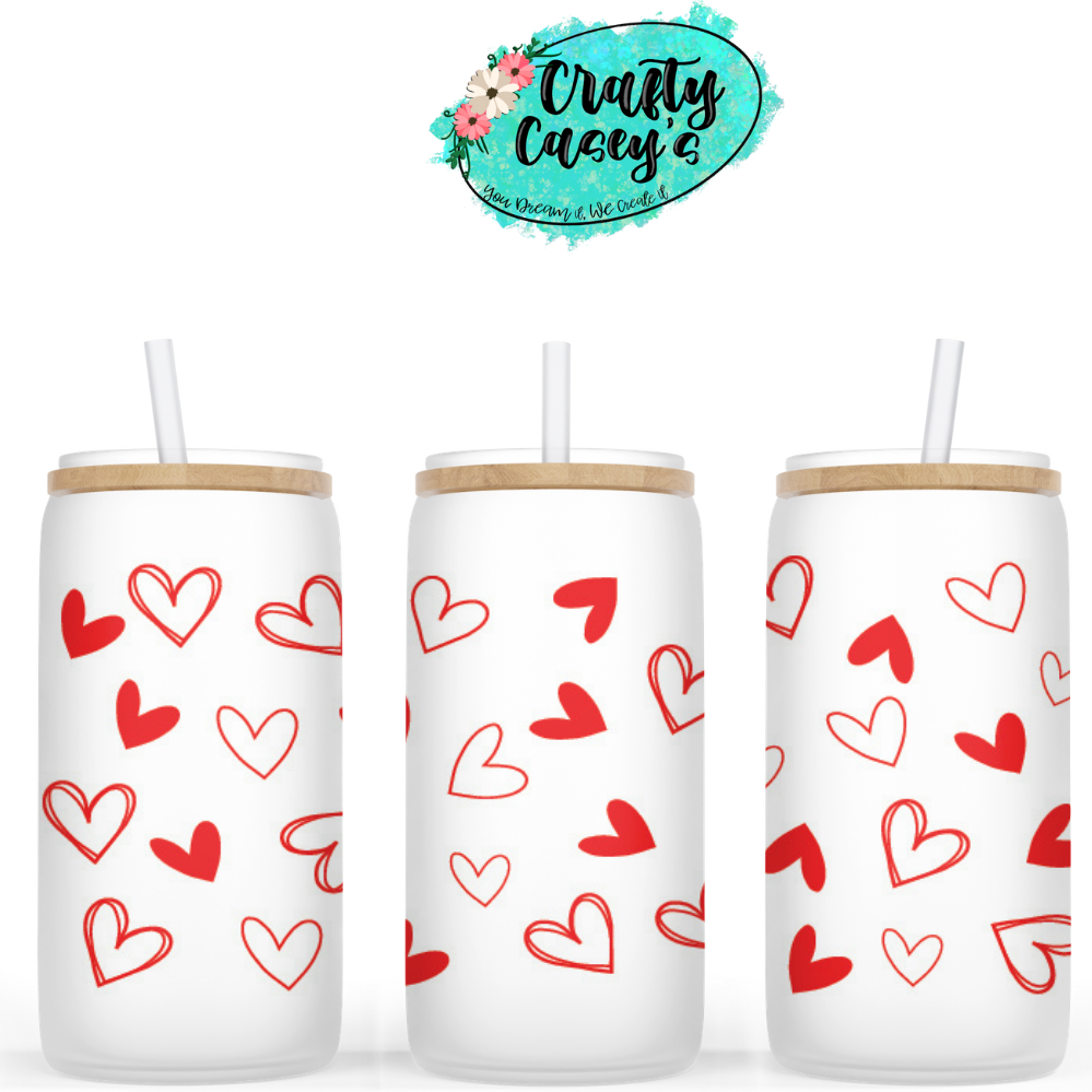 Love Hearts Valentine Beer Can Glasses