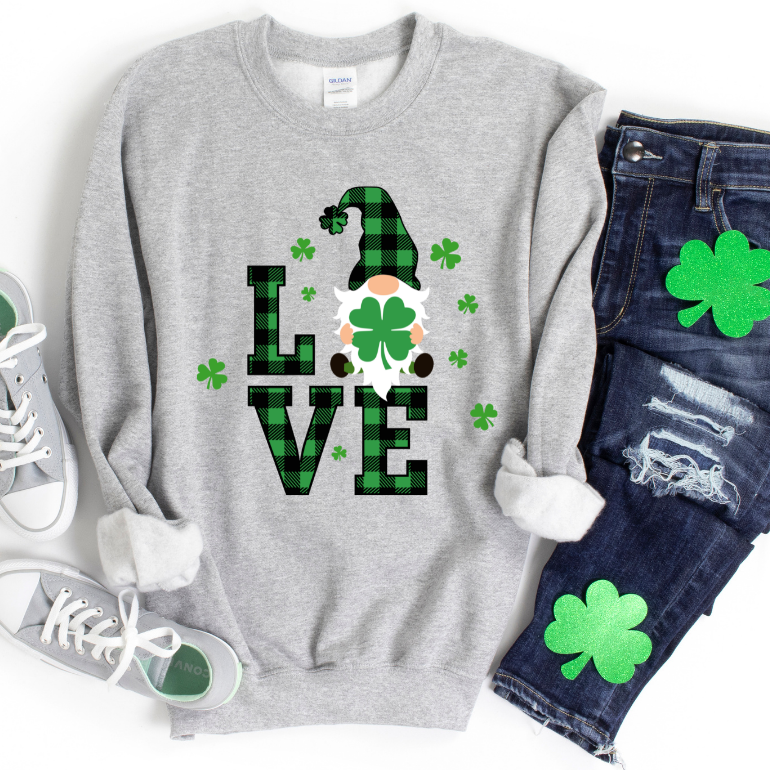 Love Plaid Gnome St. Patrick's Day Sweatshirts