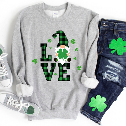 Love Plaid Gnome St. Patrick's Day Sweatshirts