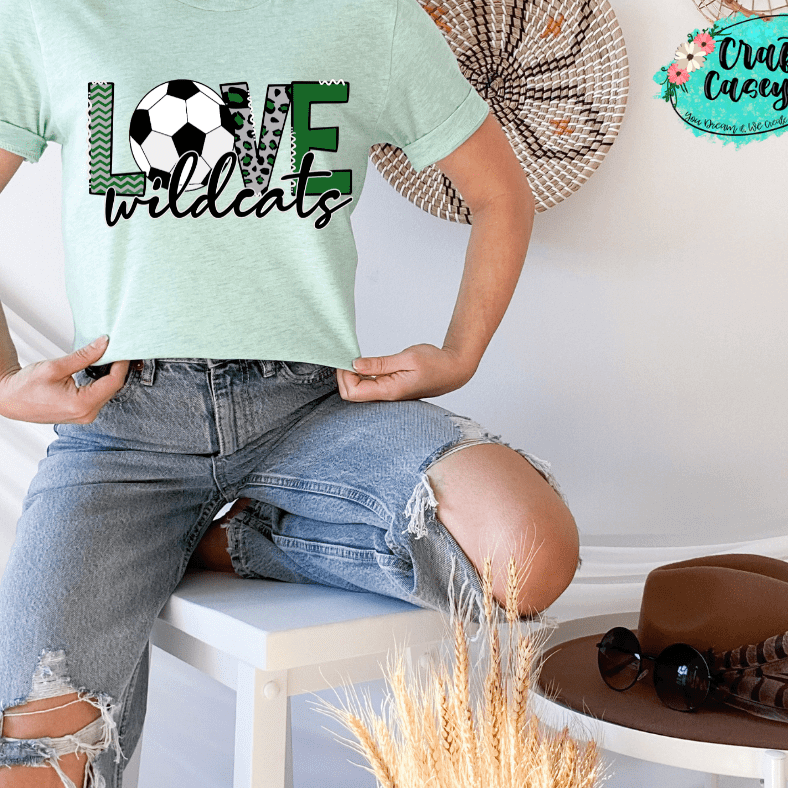 Love The Wildcats Soccer Green Unisex Tee Crafty Casey's