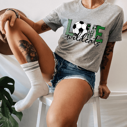 Love The Wildcats Soccer Green Unisex Tee Crafty Casey's