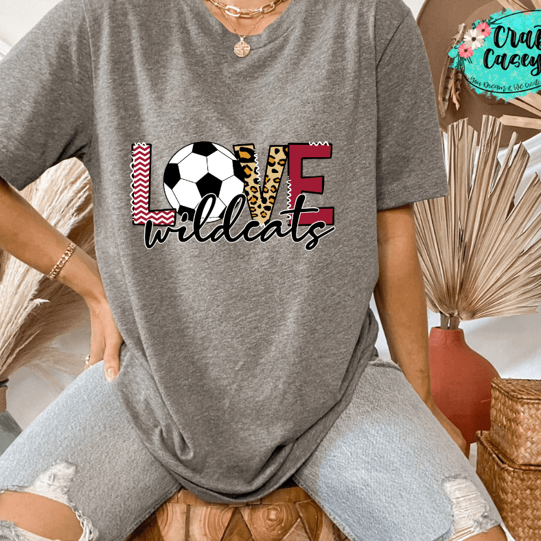 Love The Wildcats Soccer Red Unisex Tee