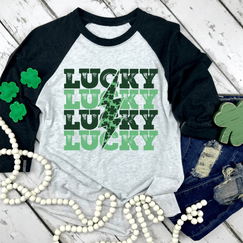 Lucky Lightening Bolt St. Patrick's Day Raglan