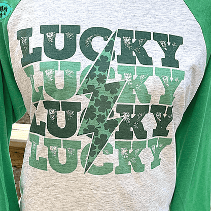 Lucky Lightening Bolt St. Patrick's Day Raglan