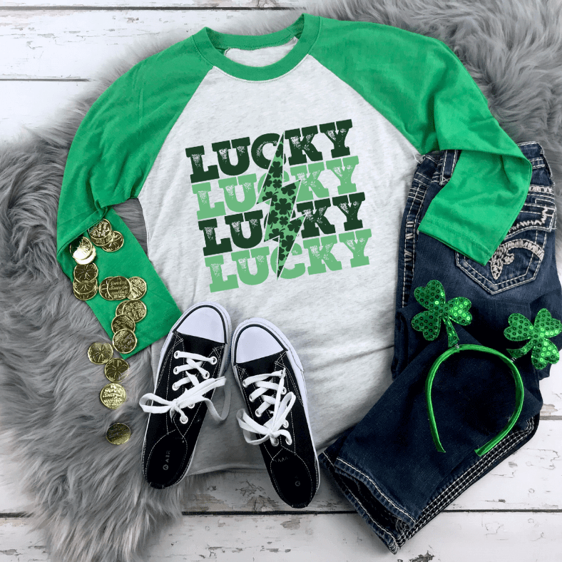 Lucky Lightening Bolt St. Patrick's Day Raglan