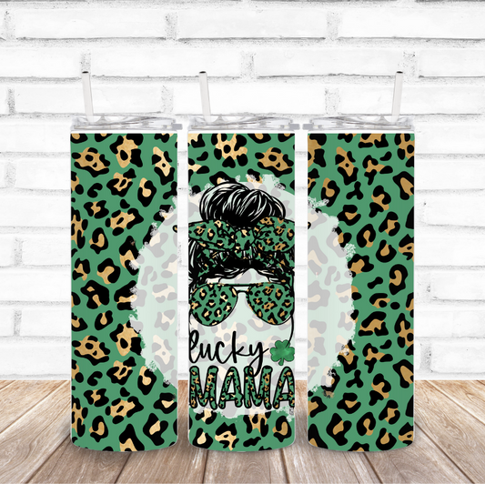 Lucky Mama Mom Bun St. Pats Tumbler