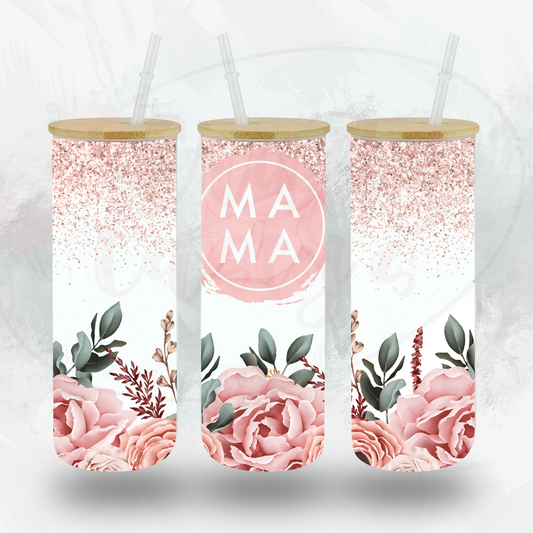 Pretty Best Teacher - Floral - Pink Acrylic Tumbler with Straw