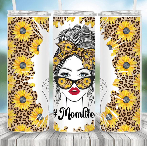 #MOMLIFE Sunflower Mom Bun-Drink Tumbler Crafty Casey's