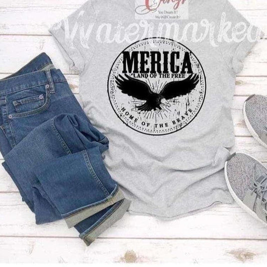 Merica Eagle Land Of The Free Home Of The Brave Tee