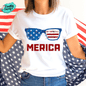 Merica Sunglasses Patriotic Graphic Shirt by Crafty Casey's
