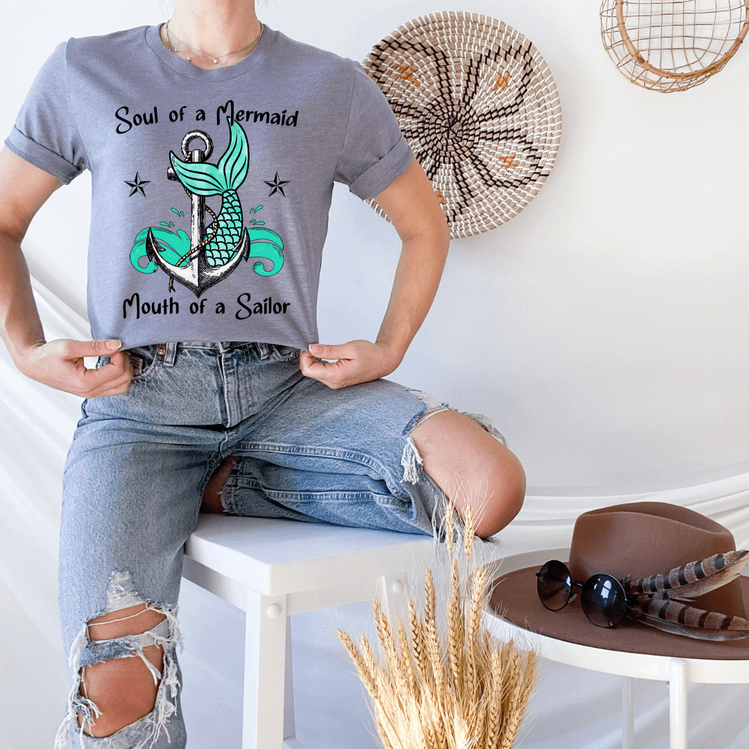 Mermaid Soul Sailor Mouth Shirt animal lover, and adult funny graphic shirt design by Crafty Casey's