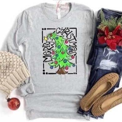 Merry Christmas Tree Lights- Long Sleeve