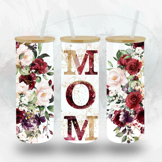 Mom w/Roses Glass Tumbler 