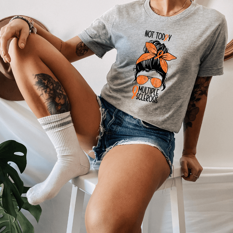 Multiple Sclerosis Mom Bun Shirt awareness apparel design by Crafty Casey's