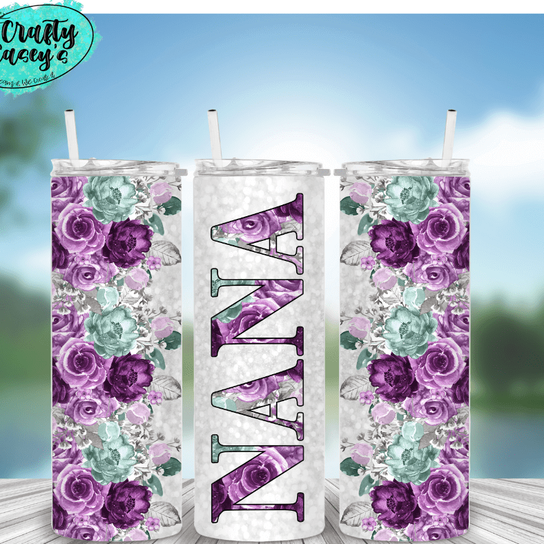 Nana Purple Floral Mother's Day Gift -Drink Tumbler Crafty Casey's