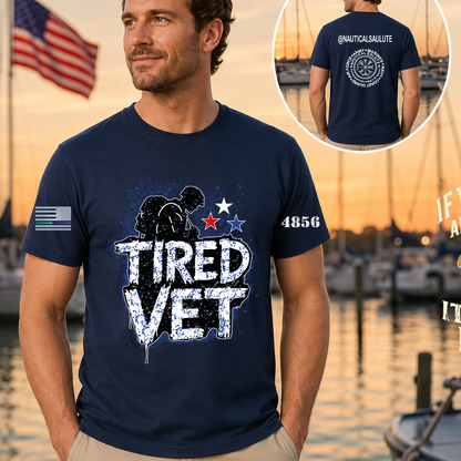 Nautical Salute Tired Vet Blue District Perfect Tri Tee