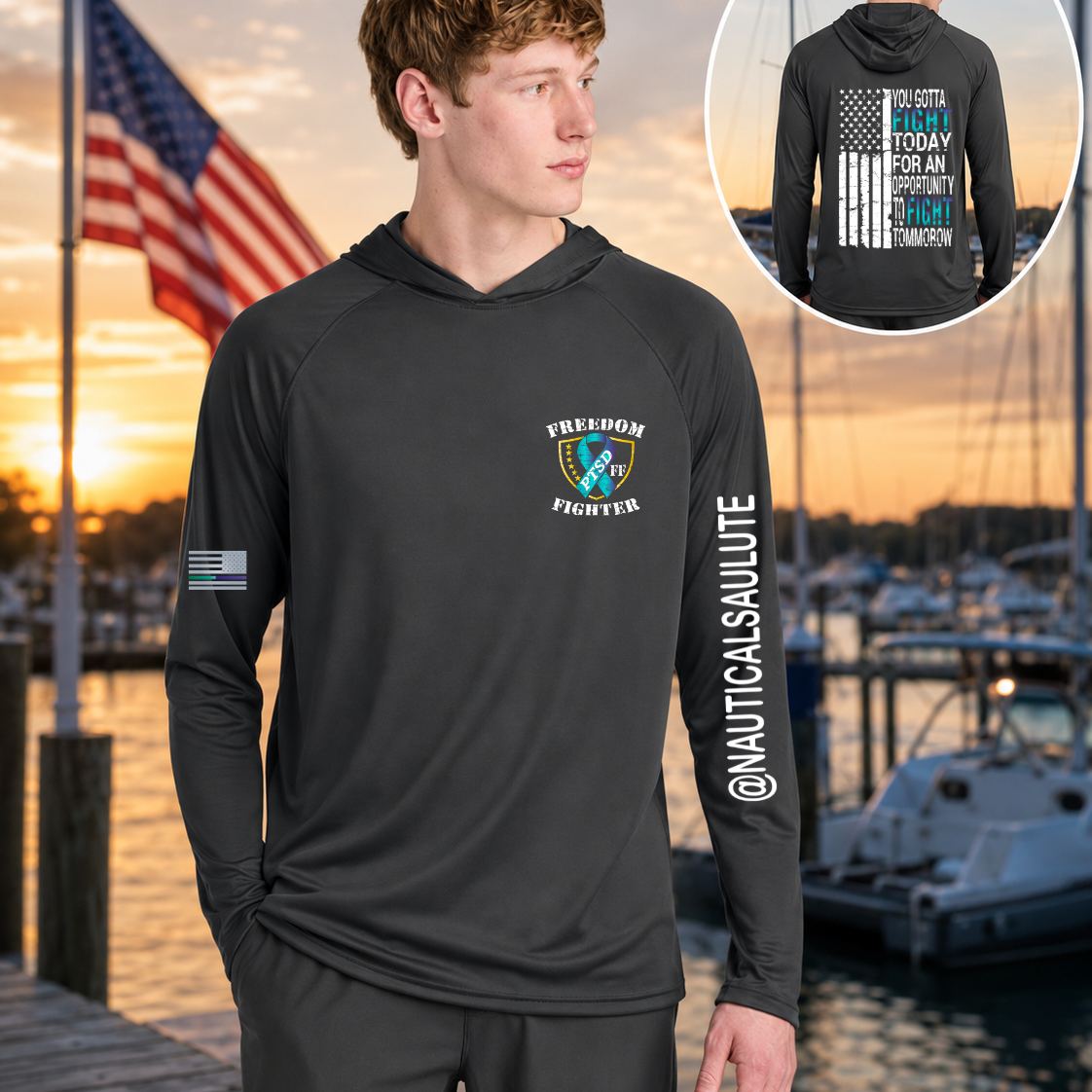 Nautical Salute You Gotta Fight  A4 Cooling Performance Long Sleeve Hooded Tee
