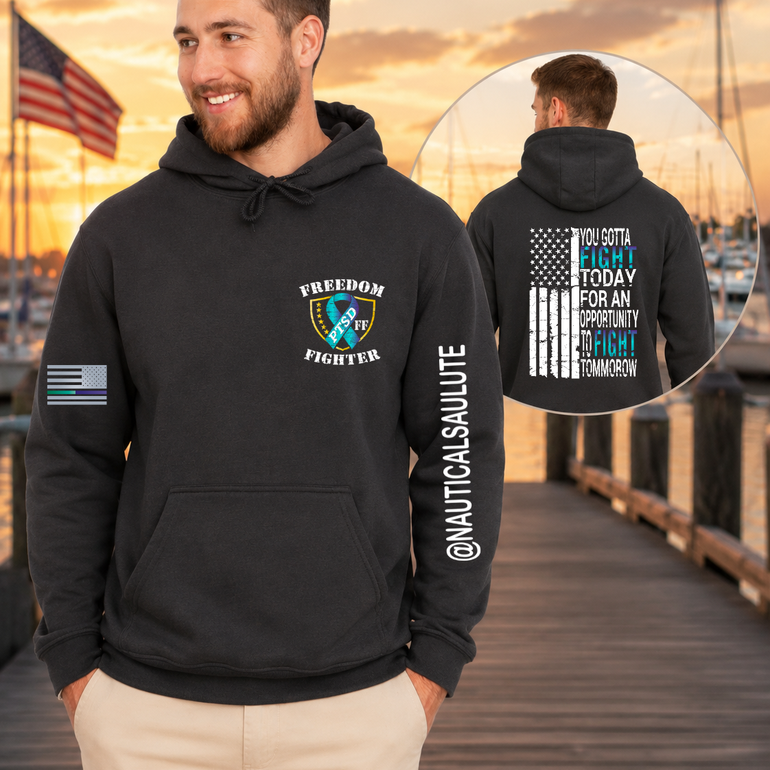 Nautical Salute You Gotta Fight District Perfect Weight Fleece Hoodie