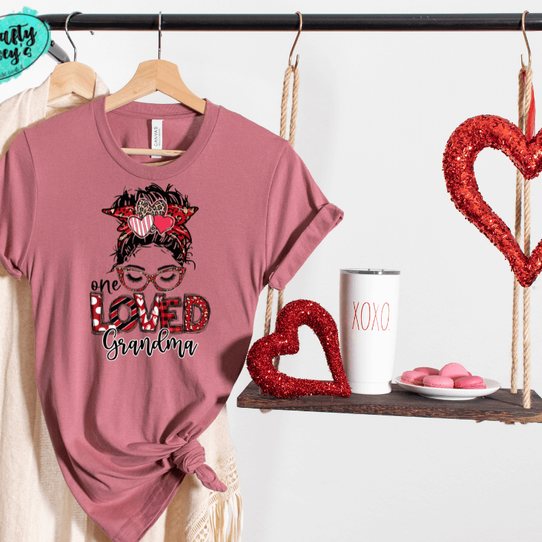 One Loved Grandma Messy Bunn Valentines - Women's Unisex- t-shirt