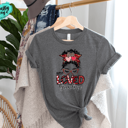 One Loved Grandma Messy Bunn Valentines - Women's Unisex- t-shirt