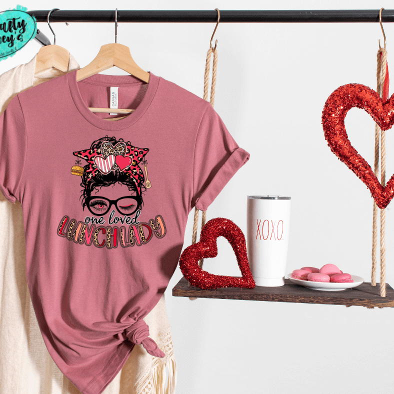 One Loved Lunch Lady Messy Bunn One Loved Lunch Lady Messy Bun Valentine Tee